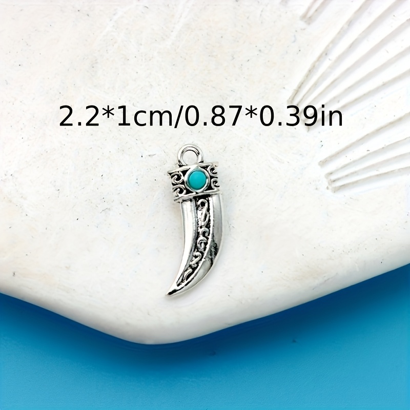 10pcs Antique Silvery Blue Ox Horn Pendant Charms